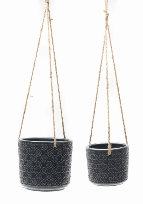 PLANTER GISELA HANGER CHARCOAL [SZ:2/2 (17 x 17 x 15CM)]