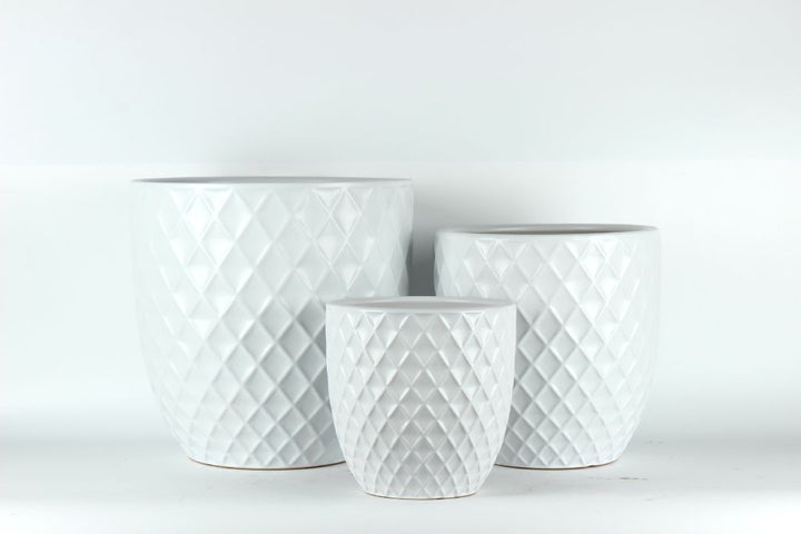 PLANTER CERAMIC DIAMOND WHITE [SZ:3/3 (40CM X 40CM)]