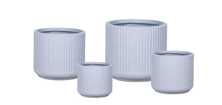 PLANTER SNOW FLUTED WHITE [SZ:1/4 (28 X 28 X 25CM)]