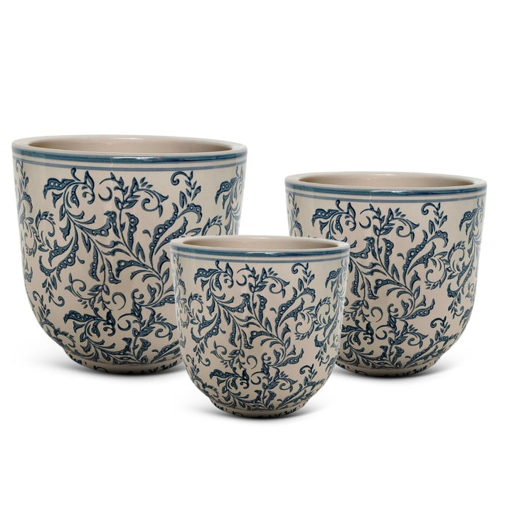 PLANTER CERAMIC SETO BLUE LILIUM [SZ:1/3 (23 X 23CM)]