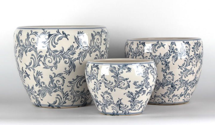 PLANTER CERAMIC CHANTELLE BLUE [SZ:1/3 (21 X 15CM)]