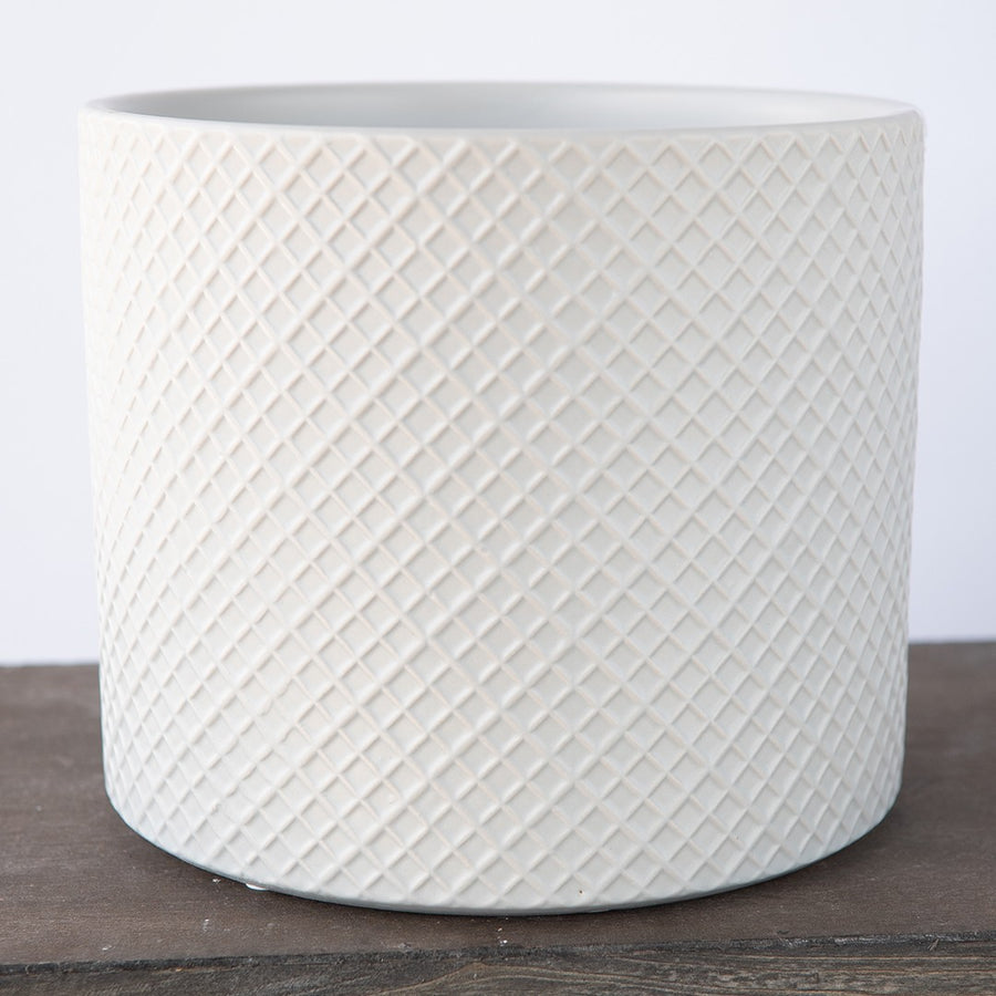 PLANTER STONEWARE DIAMONDS GREY