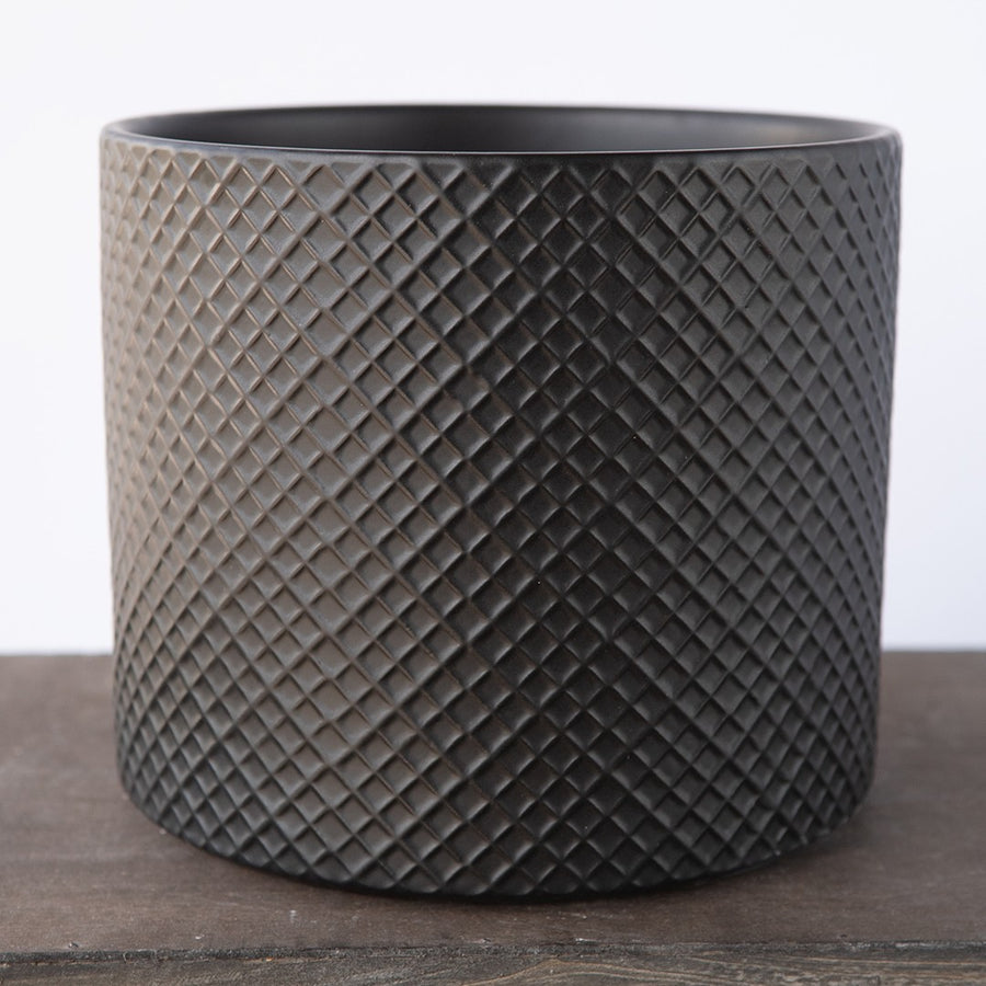 PLANTER STONEWARE DIAMONDS BLACK