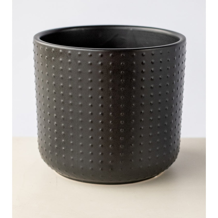 PLANTER STONEWARE DOTS BLACK